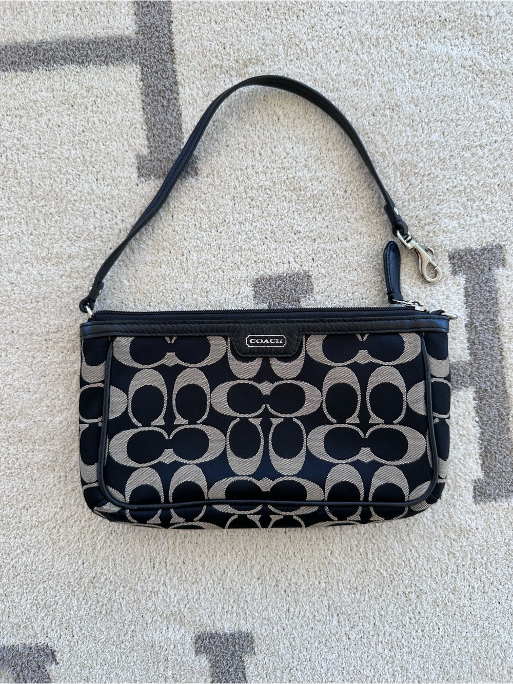 COACH Black Signature print wristlet